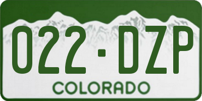 CO license plate 022DZP