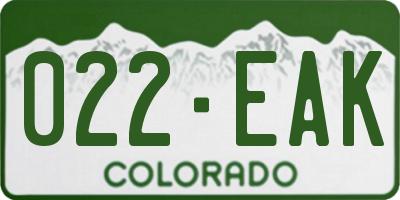 CO license plate 022EAK