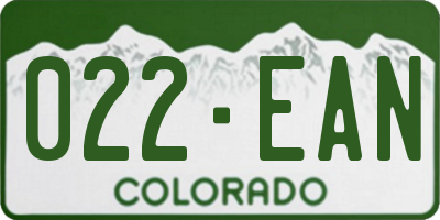 CO license plate 022EAN