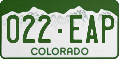 CO license plate 022EAP