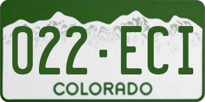 CO license plate 022ECI