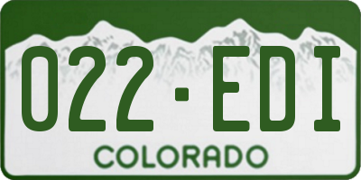 CO license plate 022EDI