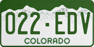 CO license plate 022EDV