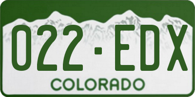 CO license plate 022EDX