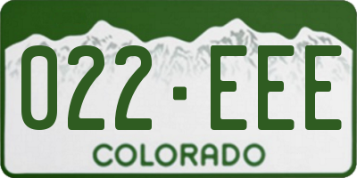 CO license plate 022EEE