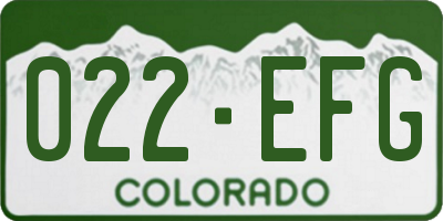 CO license plate 022EFG