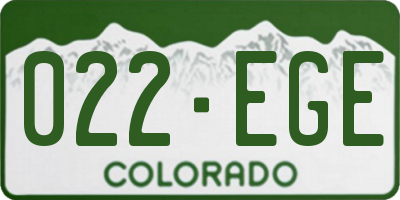CO license plate 022EGE