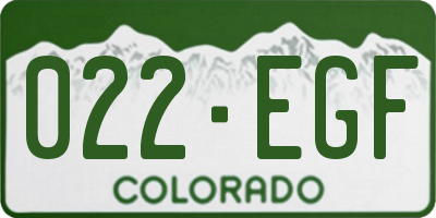 CO license plate 022EGF