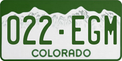 CO license plate 022EGM