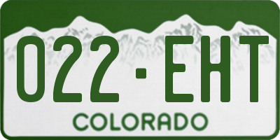 CO license plate 022EHT