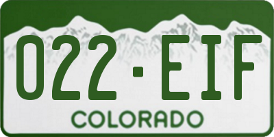CO license plate 022EIF
