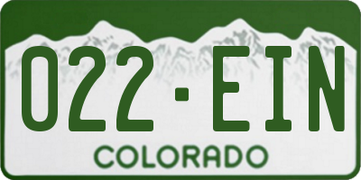 CO license plate 022EIN