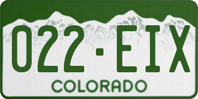 CO license plate 022EIX