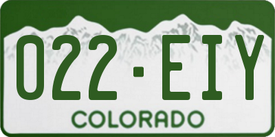 CO license plate 022EIY