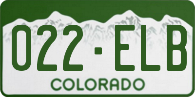CO license plate 022ELB