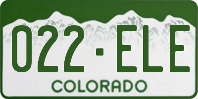 CO license plate 022ELE