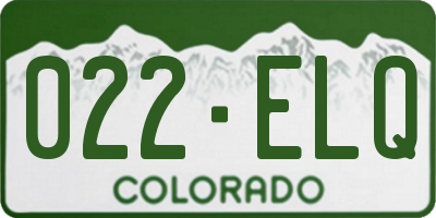 CO license plate 022ELQ