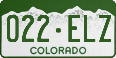 CO license plate 022ELZ