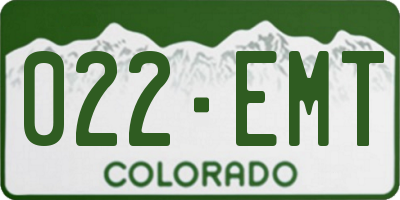 CO license plate 022EMT