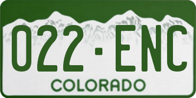 CO license plate 022ENC