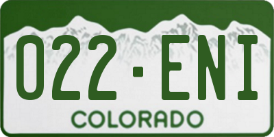 CO license plate 022ENI