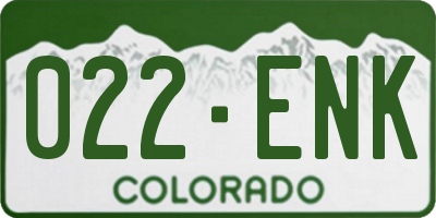 CO license plate 022ENK