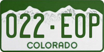 CO license plate 022EOP