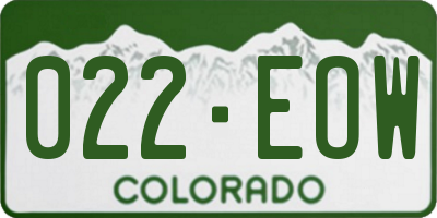 CO license plate 022EOW