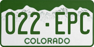 CO license plate 022EPC