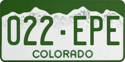 CO license plate 022EPE