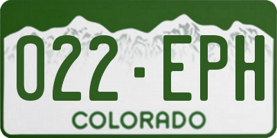 CO license plate 022EPH