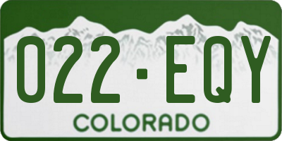 CO license plate 022EQY