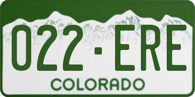 CO license plate 022ERE