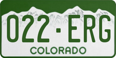 CO license plate 022ERG