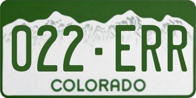CO license plate 022ERR