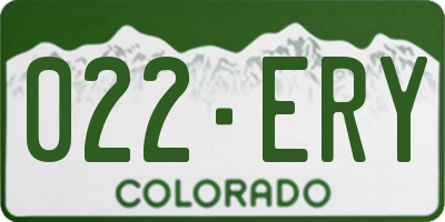 CO license plate 022ERY