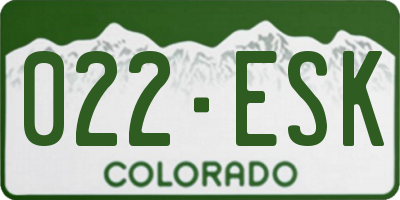 CO license plate 022ESK