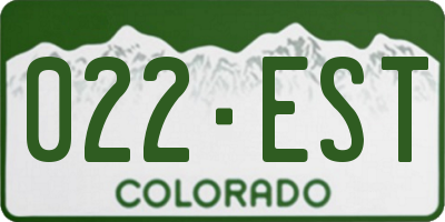 CO license plate 022EST