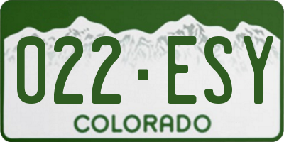 CO license plate 022ESY