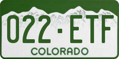 CO license plate 022ETF