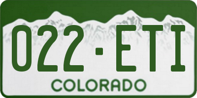 CO license plate 022ETI