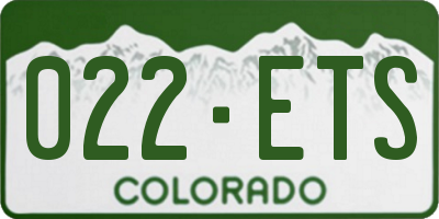 CO license plate 022ETS
