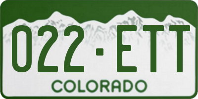 CO license plate 022ETT