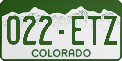 CO license plate 022ETZ