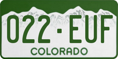 CO license plate 022EUF