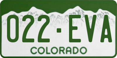 CO license plate 022EVA