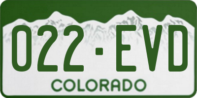 CO license plate 022EVD