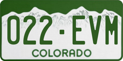 CO license plate 022EVM