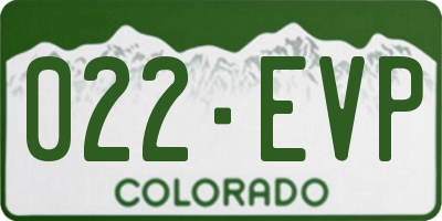 CO license plate 022EVP