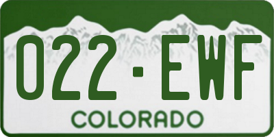 CO license plate 022EWF